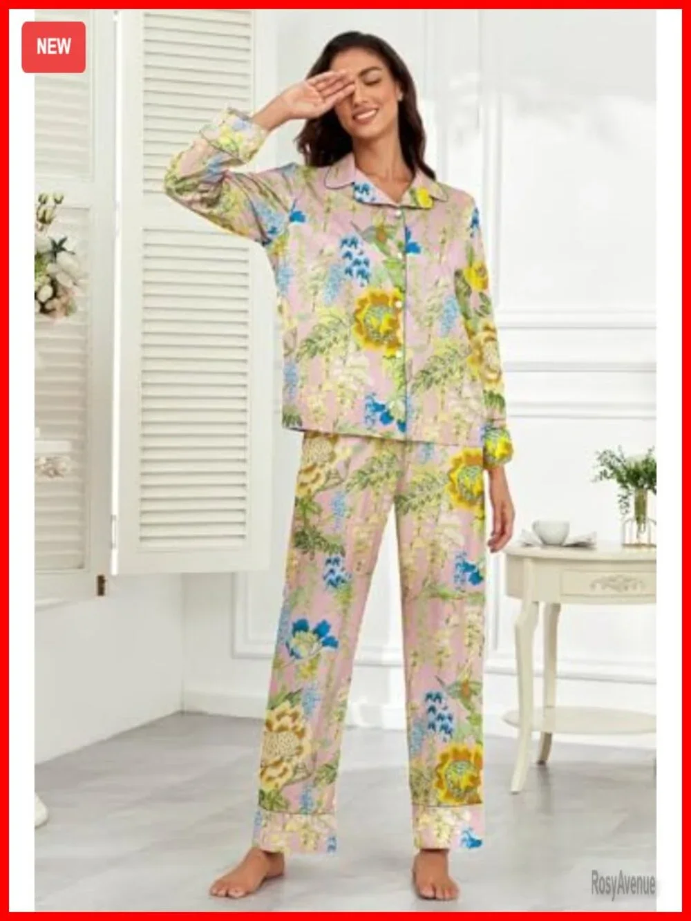 Silky Satin Long Sleeve Button Up Pajama Set